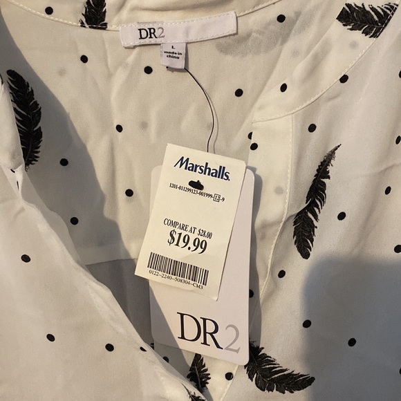 White with black feather tunic top - Picture 2 of 4